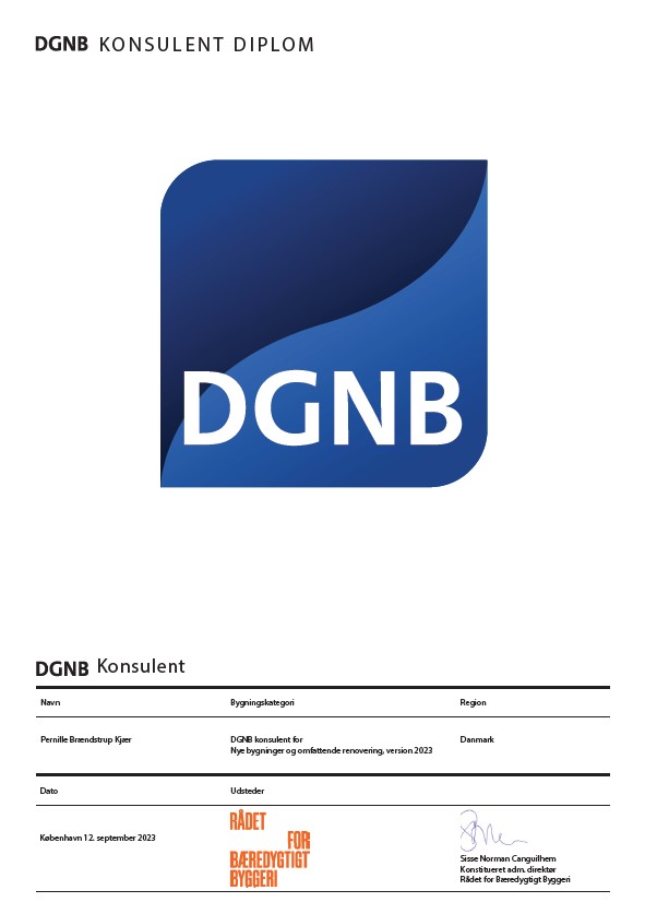 DGNB-konsulent Diplom - Pernille Brændstrup Kjær